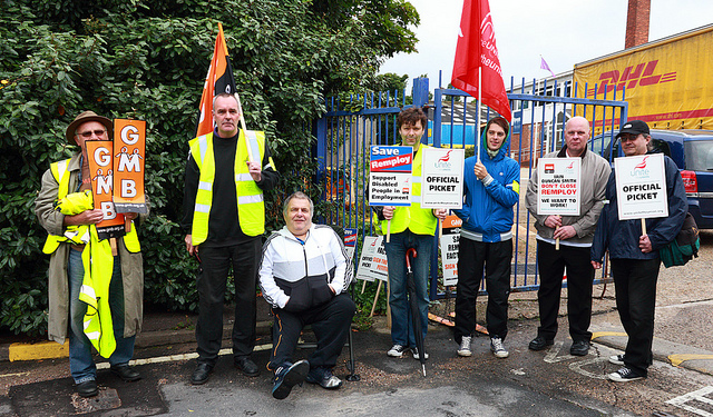 Protesters against the planned closure of a Remploy site. 